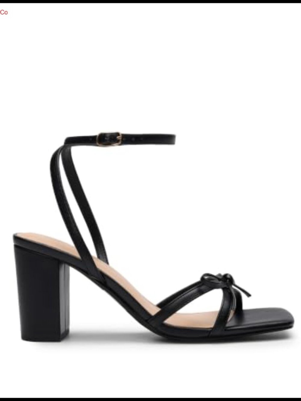 Women's Faux Leather Block Heel Bow Strappy Square Toe Sandals - Picture 3 of 6
